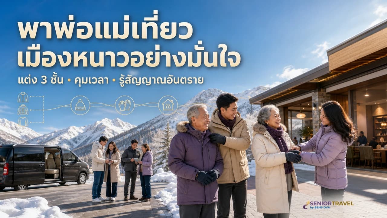 ภาพปกครอบครัวไทยช่วยพ่อแม่เตรียมเสื้อผ้าหลายชั้นก่อนเที่ยวเมืองหิมะ